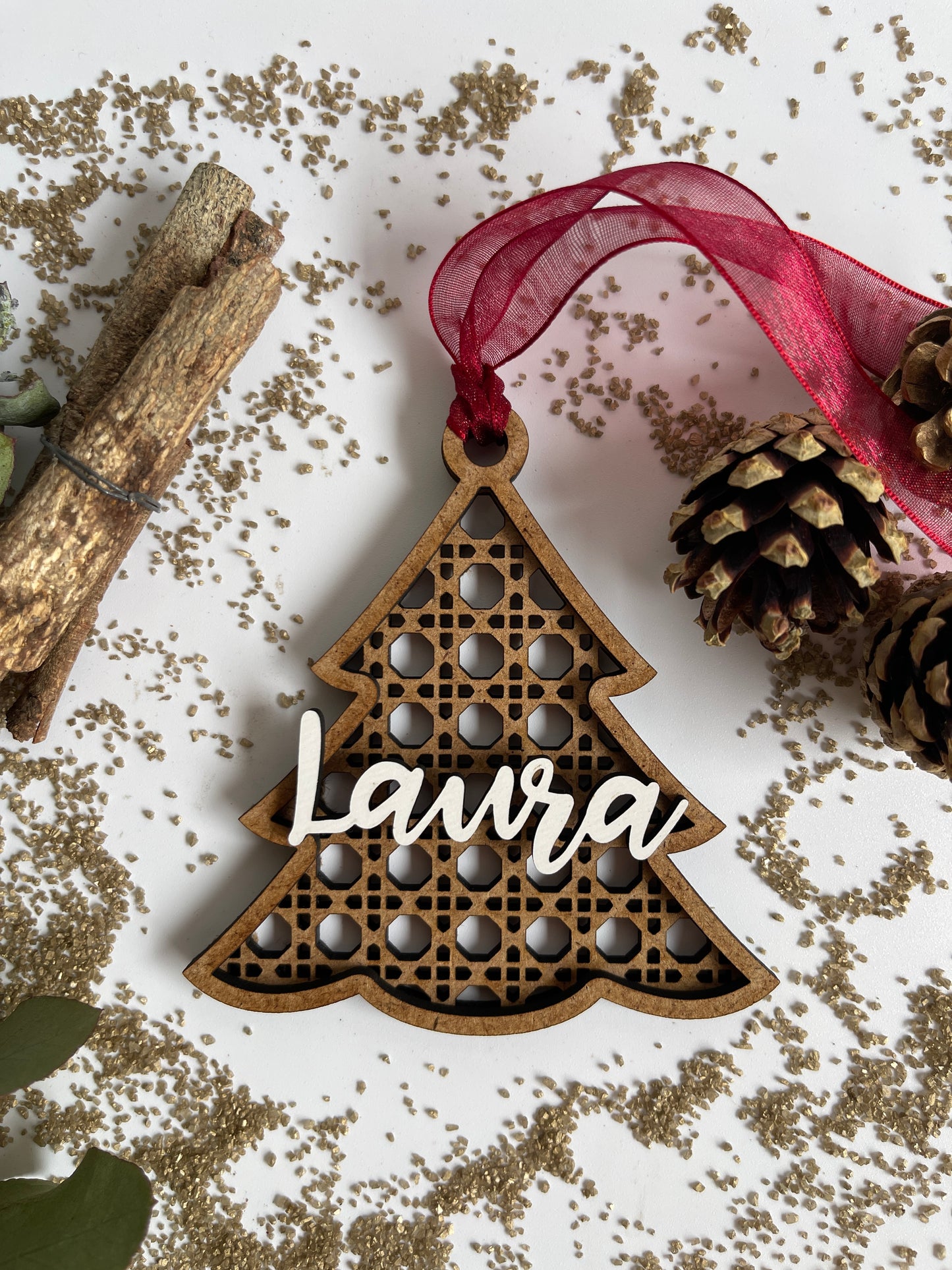 Bola árbol de Navidad acabado ratán
