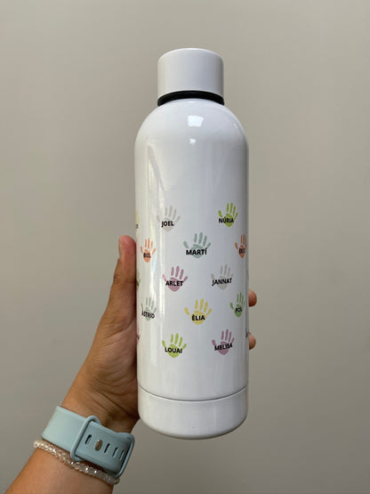 Botella manos y nombres