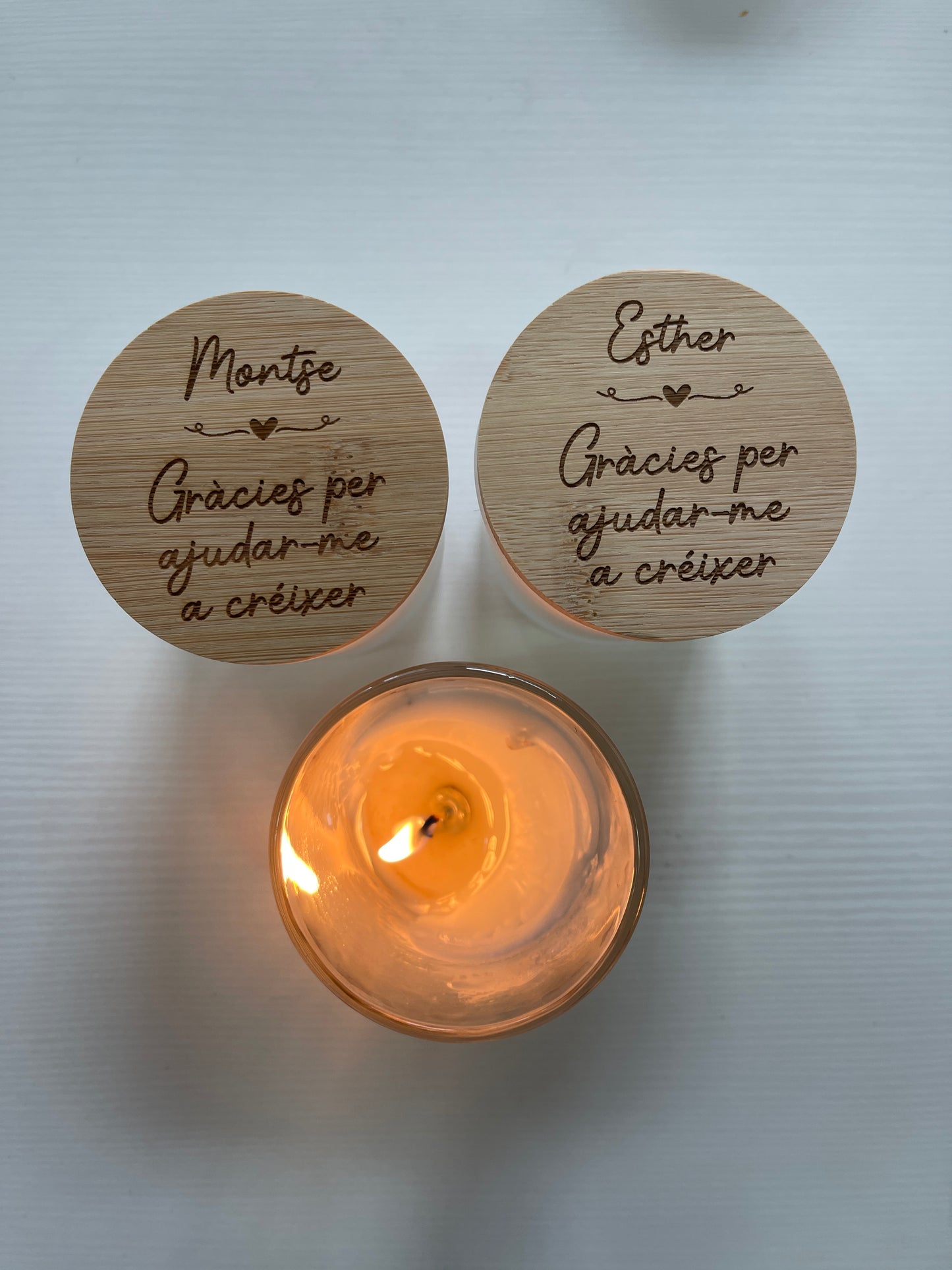 Vela tapa de madera personalizada