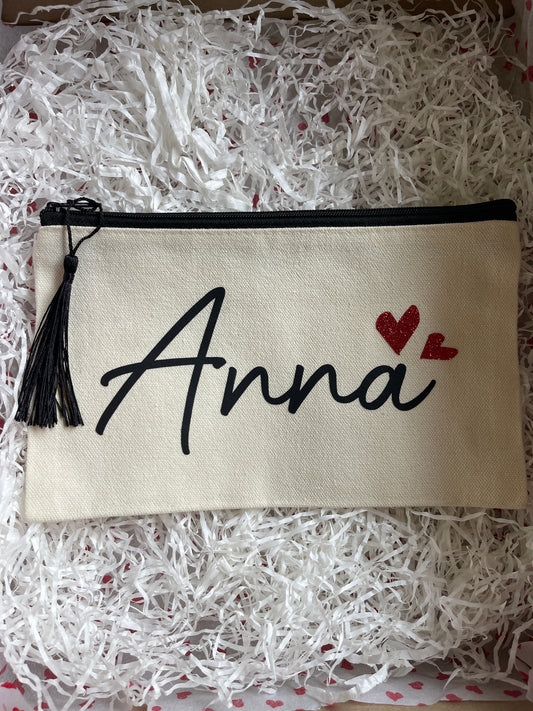 Neceser Personalizado Nombre y Corazones