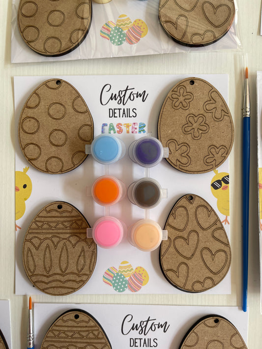 Huevos de Madera Pintables - Formas y Colores